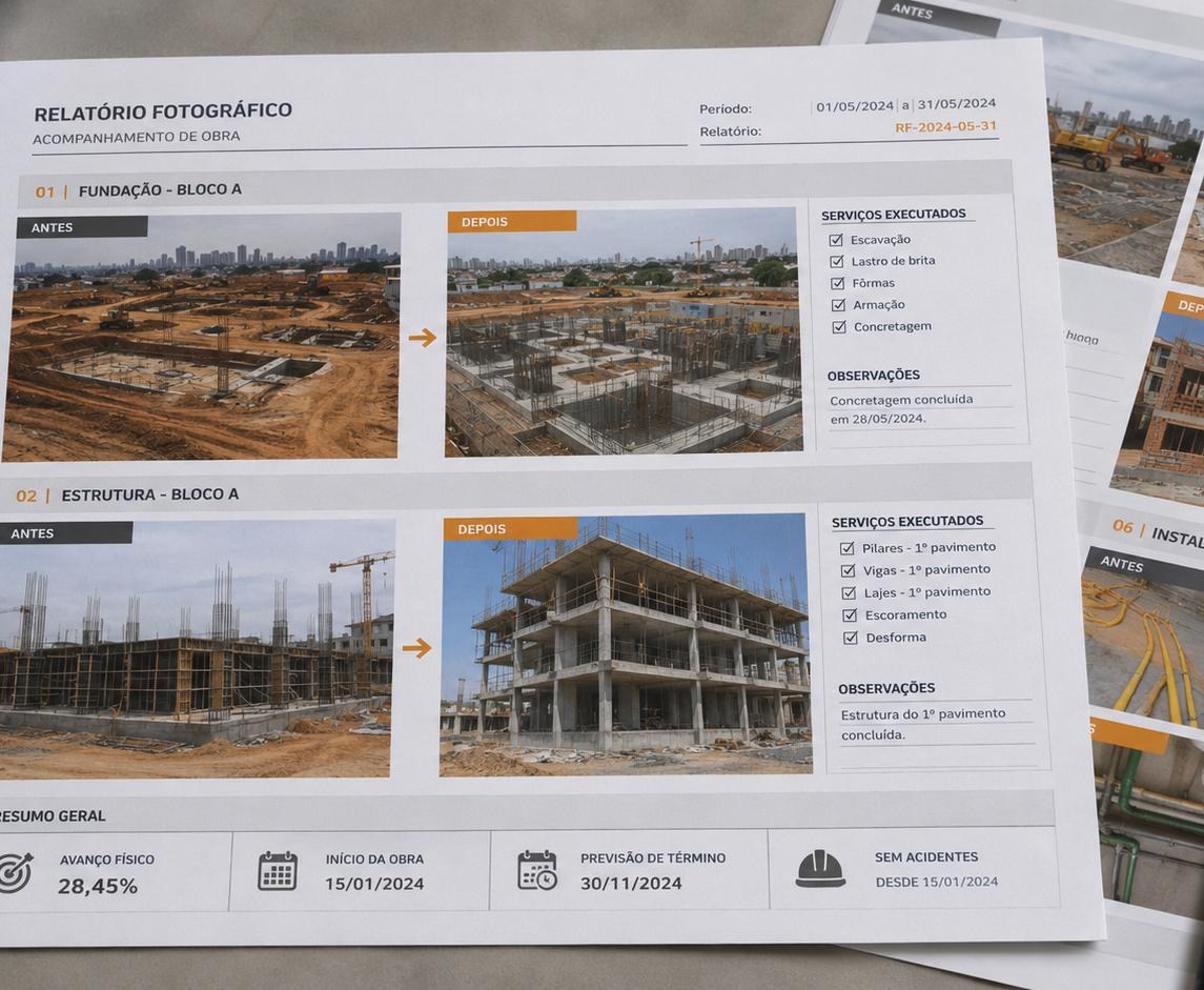 Relatório fotográfico de acompanhamento da obra